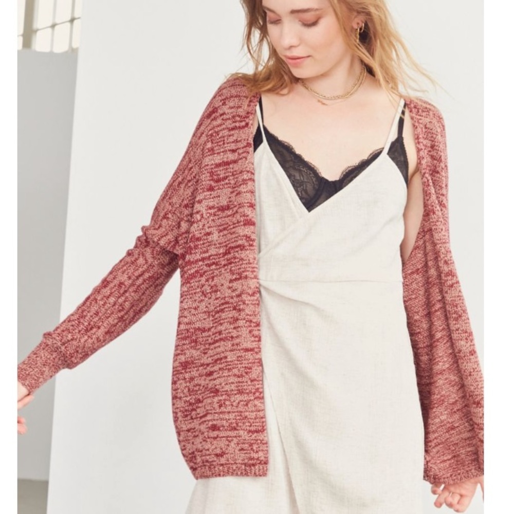 UO pink and red cardigan